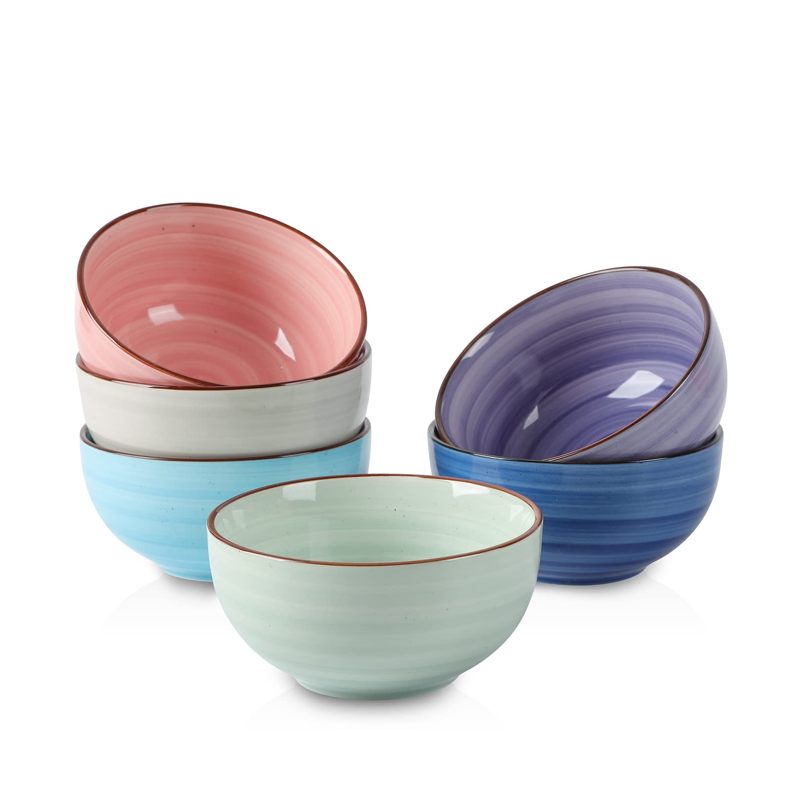 Ceramic 12 Oz Dessert Bowls Set, Small Cereal Bowls for Kitchen, 4.7 Inch Ice Cream Bowls for Snack Side Dishes Dips, Microwave Dishwasher Safe, Set of 6, Gradient Color