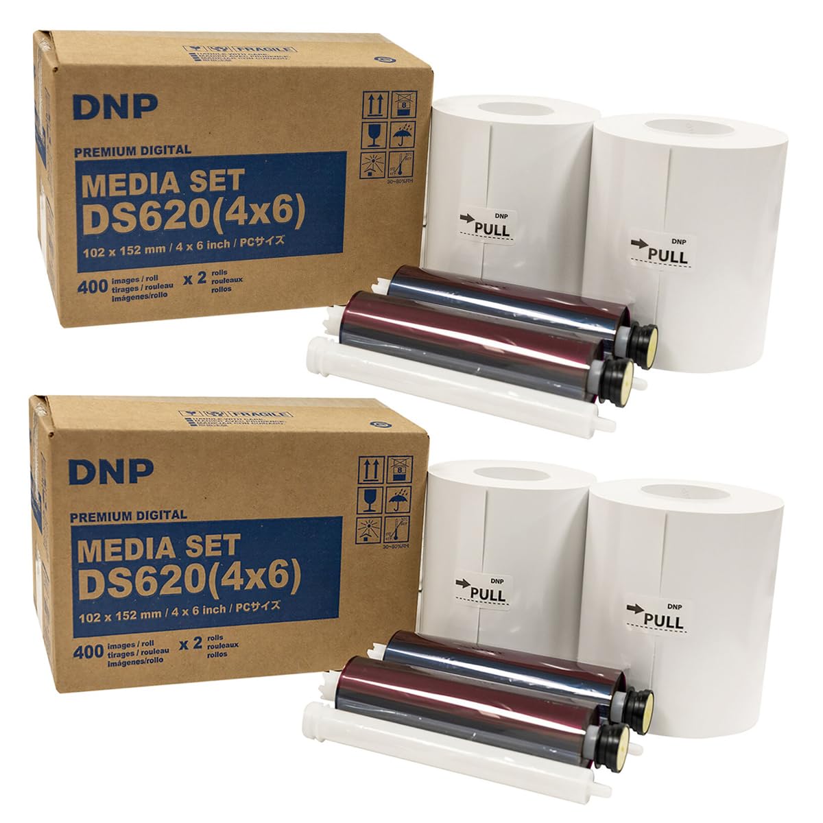 2X 4x6 Dye Sub Media for DS620A Printer, 400 Prints Per Roll, 2 Piece
