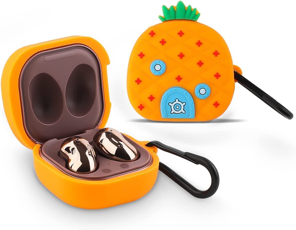 CRYSTALOPRO Silicone Cartoon Earbuds Case Protective Cover Fit Designed for Samsung Galaxy Buds2 Pro(2022) /Galaxy Buds 2 (2021) /Galaxy Buds Pro(2021) /Galaxy Buds Live (2020) Ananas