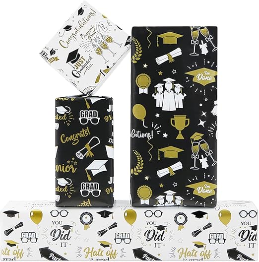 Graduation Gift Wrapping Paper Class of 2022 For Boys Girls, 27.5 X 19.5 inches per Sheet (8 sheets: 30 sq. ft. ttl.) Wrapping Paper Set for Grad Party Celebrate Occasions, Graduation Supplies Decorat...
