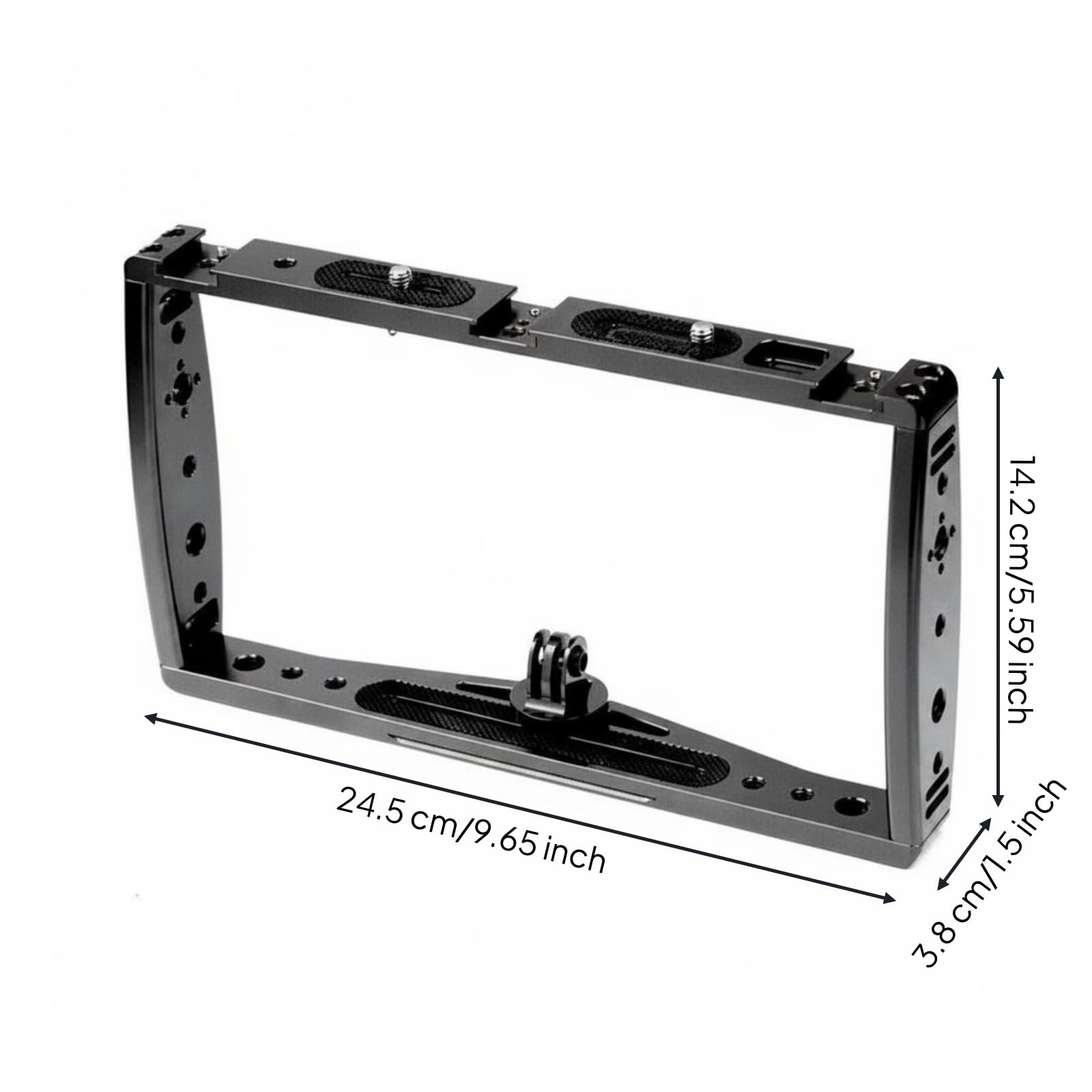 Soporte para Cámara Marco de Jaula para Vlogging Montaje para Acción Bastidor Universal con Múltiples Puntos de Anclaje, Negro, Marco con Adaptador