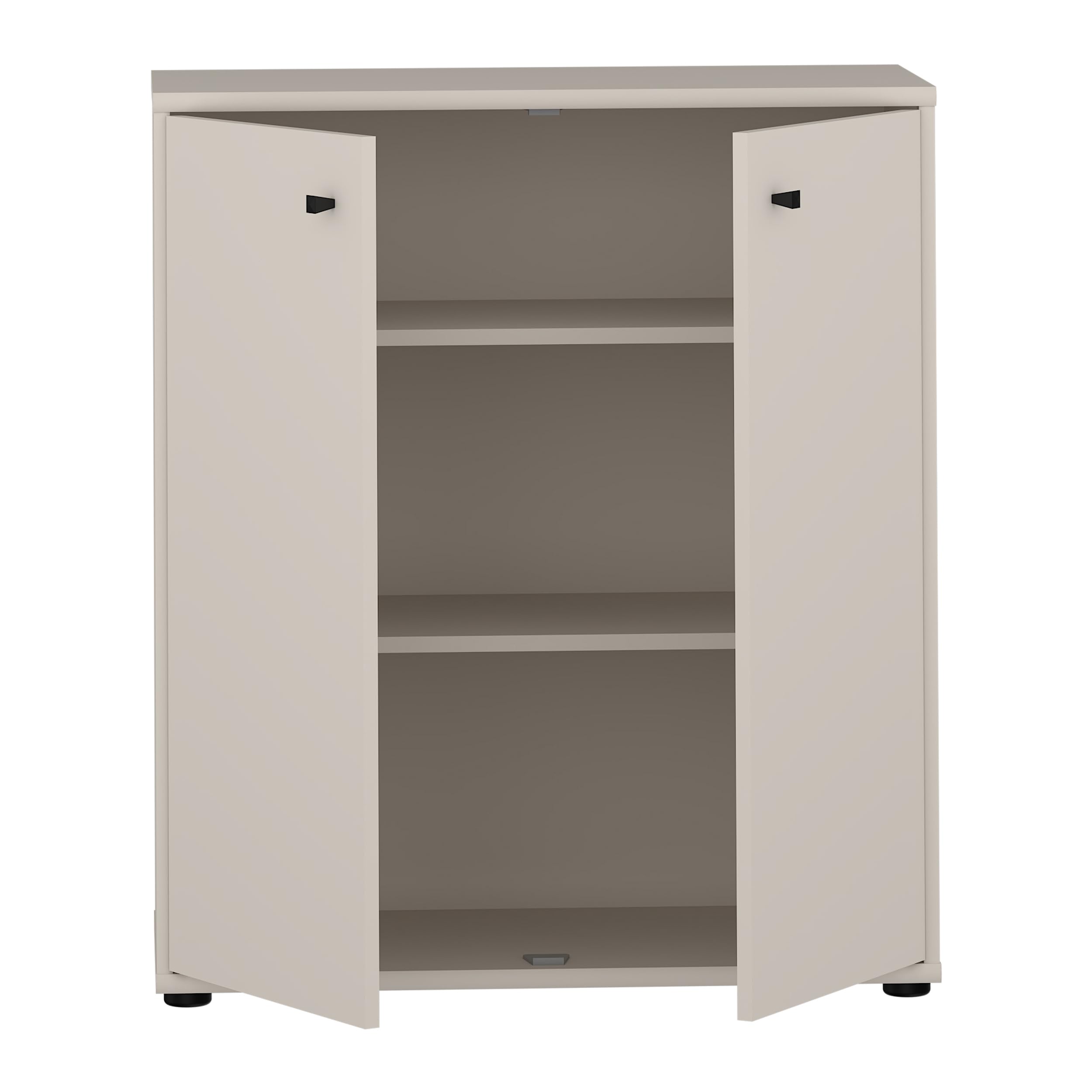 Forte TEMPRA 2 Kommode 70 80, Moderne Kommode 2-türig, Schlafzimmer, Wohnzimmer, Büro, Holzwerkstoff, Kaschmir|Beige, 73,7 cm breit x 85,5 cm hoch x 34,8 cm tief