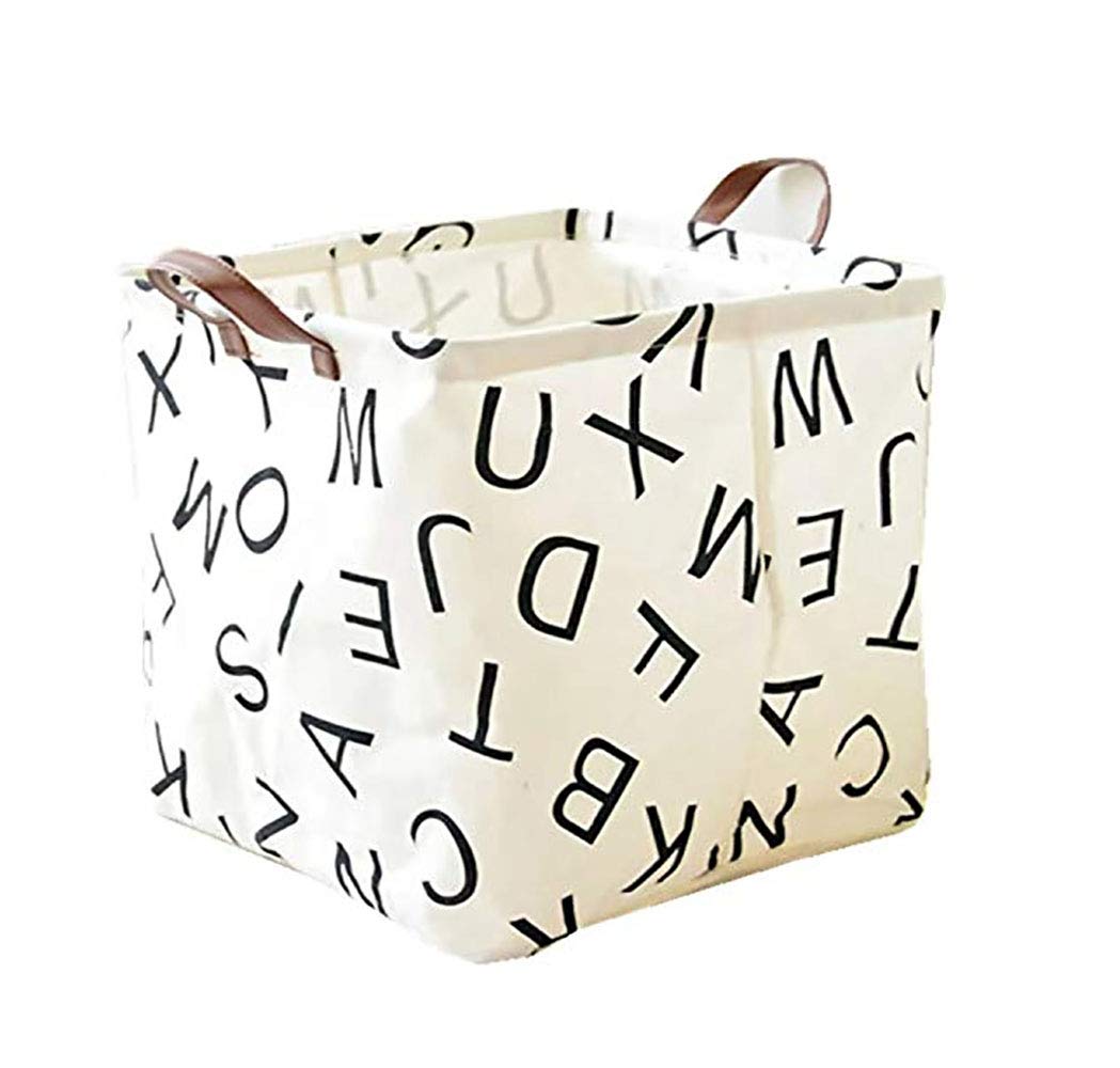 Marolaya Storage Bins Convenient Collapsible Storage Basket Handles Black White Theme Closet Chest Organizer Water-Resistant