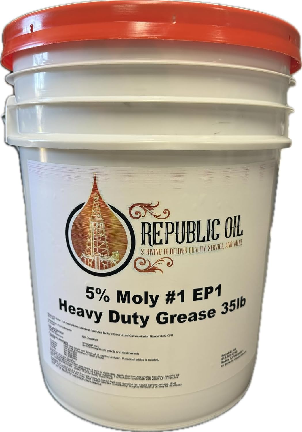 Republic Oil Heavy Duty 5 Moly 1 EP1 Grease 35lb Fifth Wheel Pins Bushings