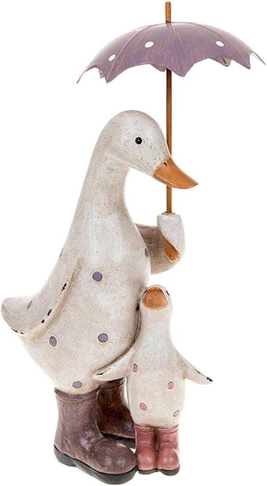 Shudehill Giftware Pink and Lilac Polka Dot Duck & Baby with Umbrella Ornament