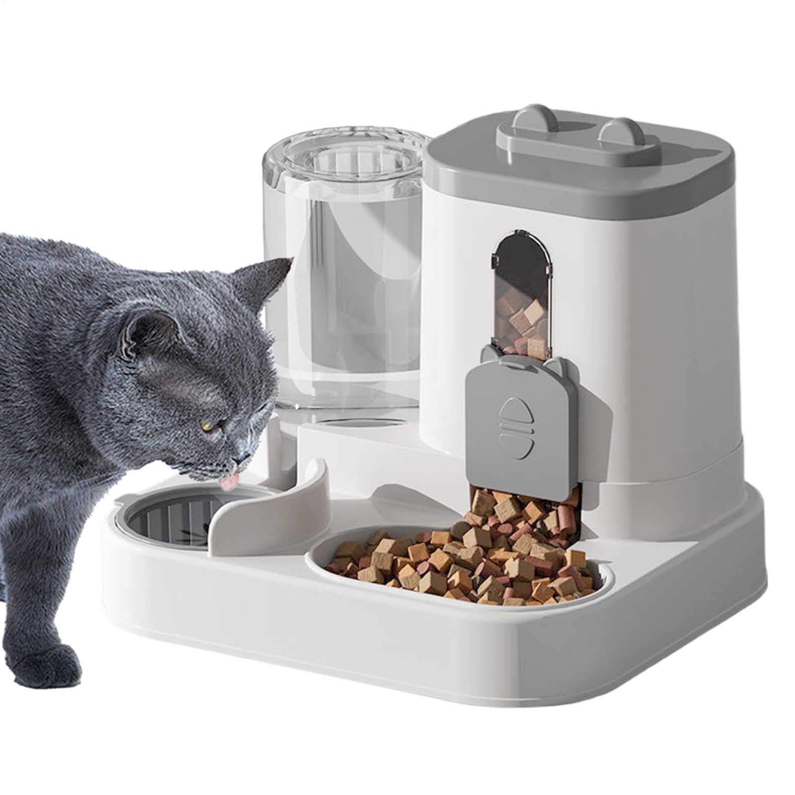 Dispensador Automático De Comida para Gatos | Automático para Alimento Seco y Agua para Gatos | Estación De Alimentación Y Bebedero para Perros Pequeños Medianos Cachorros En Interior para Hogar