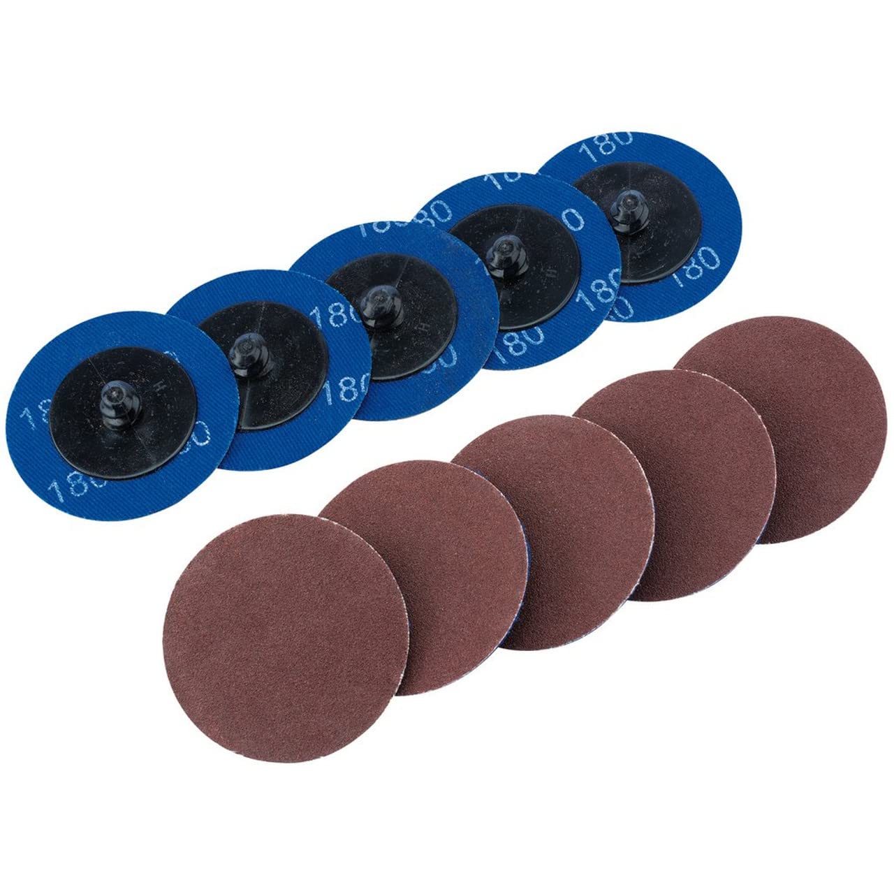 Draper SD2AB 180 Grit Aluminium Oxide Sanding Discs, Blue, 50 mm, Set of 10 Piece, 50mm, 180 Grit