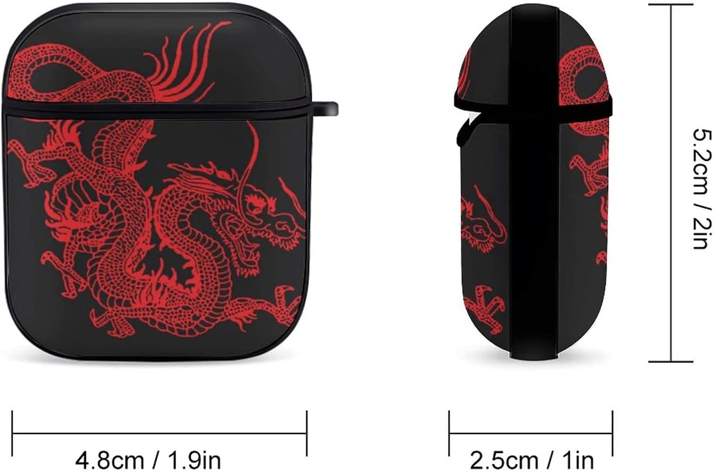 Red Dragon Compatible AirPods Case Cover with Keychain Full 360°Protective Case Skin for Apple AirPods, Front LED Visible, for Men and Women Gift : Electronics