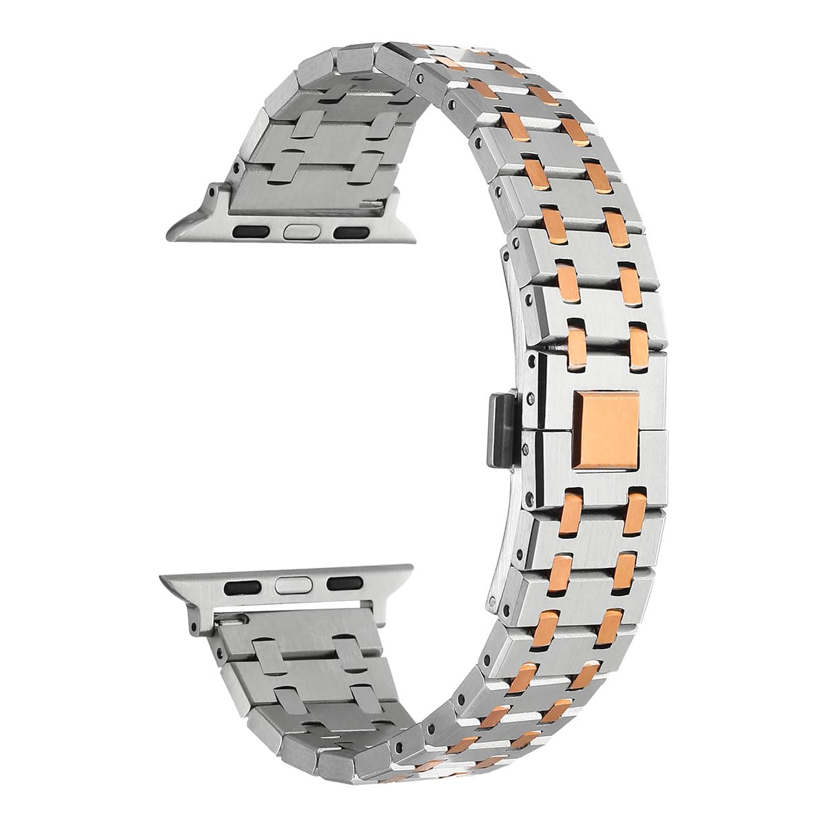 Zore Apple İle Uyumlu Watch 7 41mm KRD-83 Metal Kordon Gümüş-Rosegold