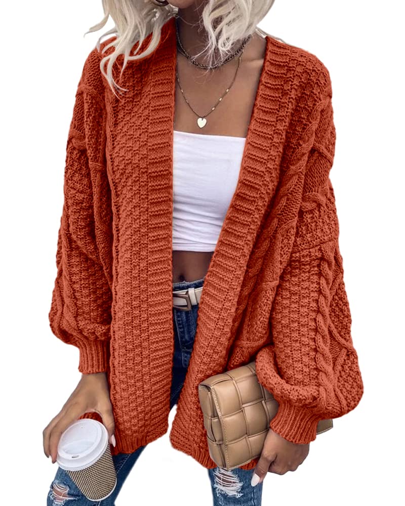 DyexcesWomens Oversized Cardigan Sweaters Open Front Cable Knit Lantern Long Sleeve Chunky Outwear Coats