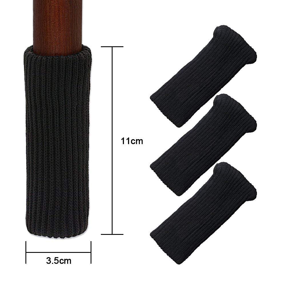 TEKEFT 20PCS Chair Leg Socks Furniture Leg Feet Wood Floor Protectors Set Cross Knitted Black — view 3