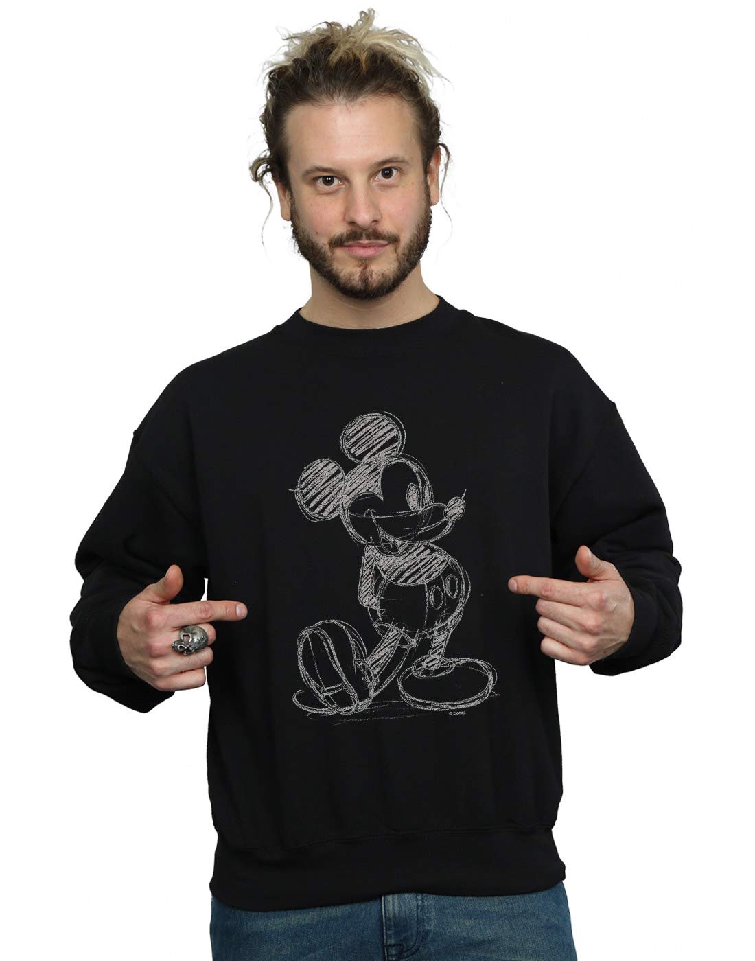 Absolute Cult Men's Black Disney Mickey Mouse Sketch Kick Sweatshirt Medium