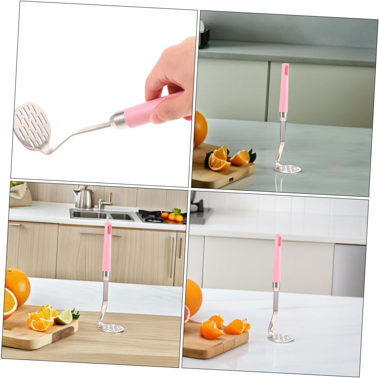 2pcs Potato Masher Manual Press Stainless Steel for Potatoes Vegetables and Fruits Reusable Kitchen Tool
