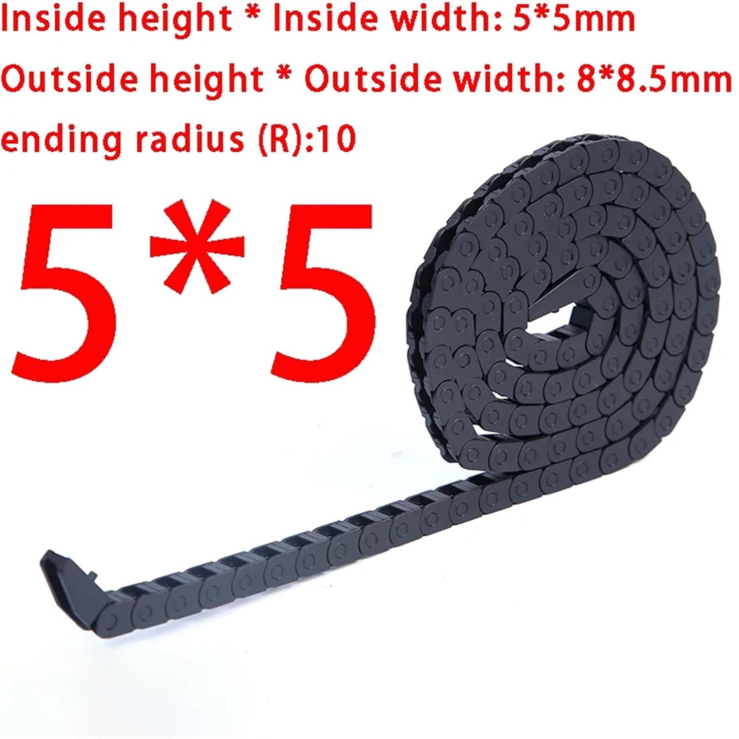 1pcs 1M 5 * 5mm Nylon Machine Towline Cable Chain for Router Non-Opening Semi-Enclosed Enclosed Drag Chain Silent Bridge