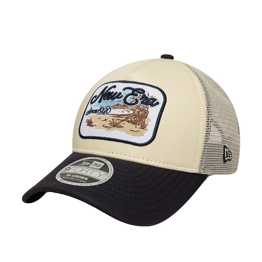 New Era Adult's 9Forty M Crown A Crown Trucker Baseball Cap Hat Light Beige
