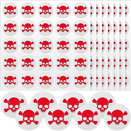 Image of Leinuosen Helmet Stickers Football Baseball Helmet Decals 1-1 /8 Inch Vinyl Sports Football Decals Self Adhesive Hockey Stickers for Hockey, Lacrosse, Batting(White Print Red,Skull)