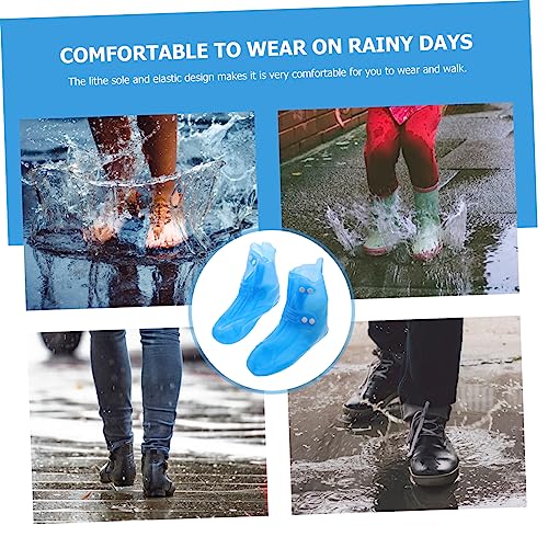 VOSAREA 1 par de fundas para zapatos con botones para ciclismo, cubrebotas antideslizantes, impermeables y reutilizables en PVC, ajuste cómodo para lluvia miniatura 4