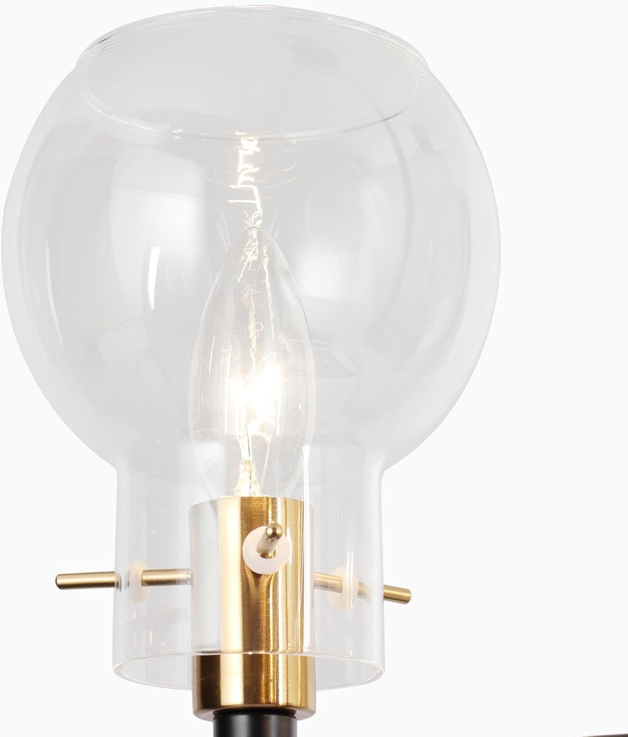 KSANA 3-Light Chandelier for Dining Room Modern Farmhouse Kitchen Island Pendant Lighting with Clear Glass Shades Black Gold Hanging Ceiling Light Fixture for Foyer, Living Room, Height Adjustable