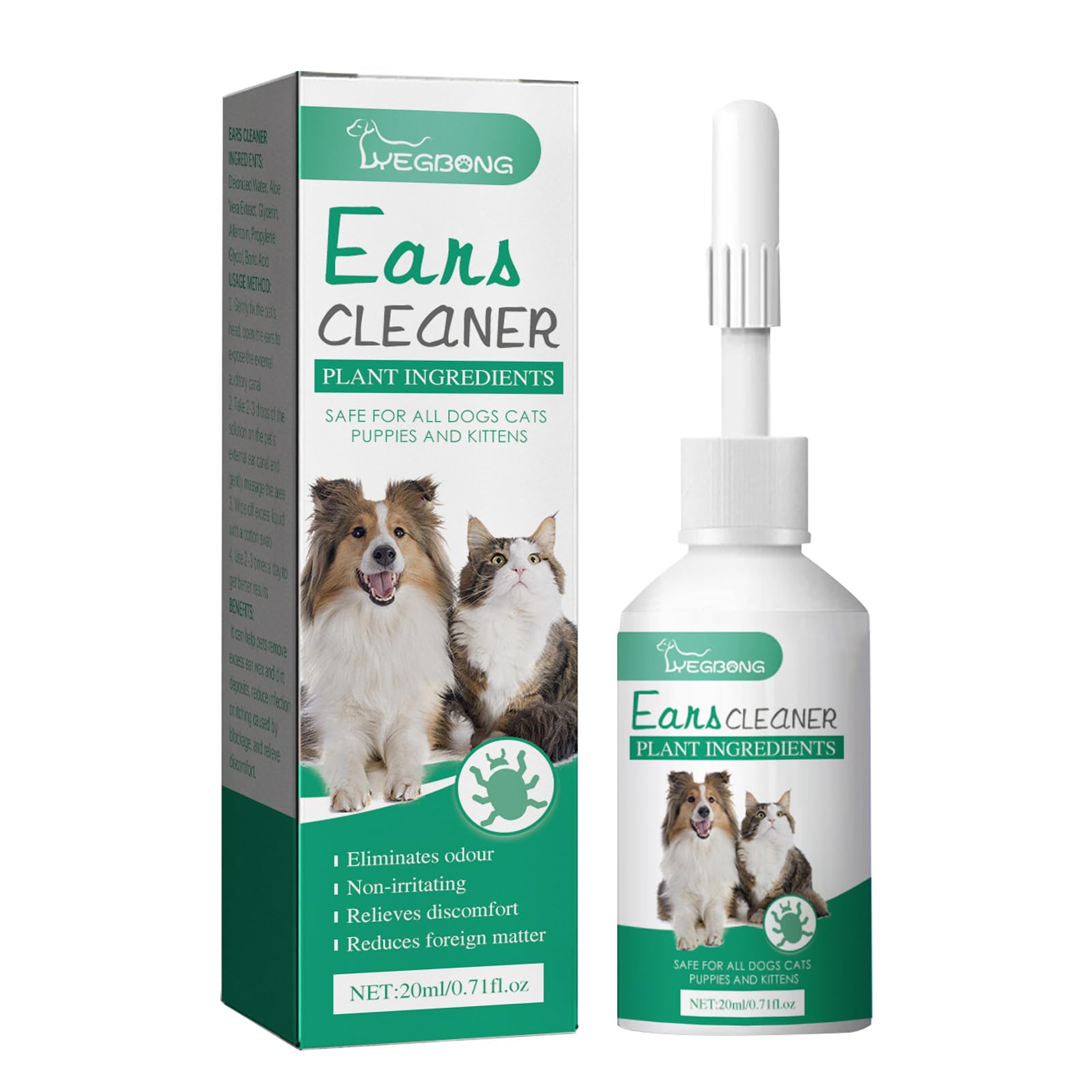 Nettoyant d'oreille avancé pour chiens et chats, nettoie le conduit auditif, désodorisant et anti-démangeaisons, solution naturelle de nettoyage des oreilles de chien pour chiens, chats,