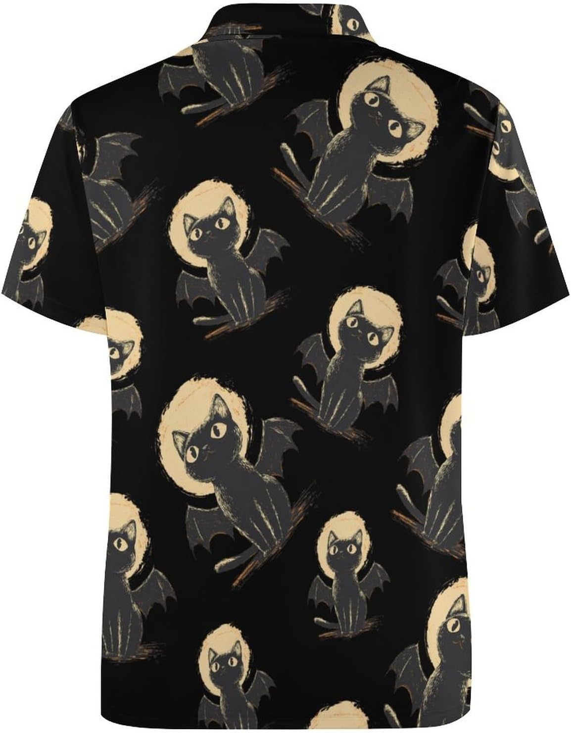 Bat Cat Golf Polo Shirts for Men Casual T Shirts 5X-Large