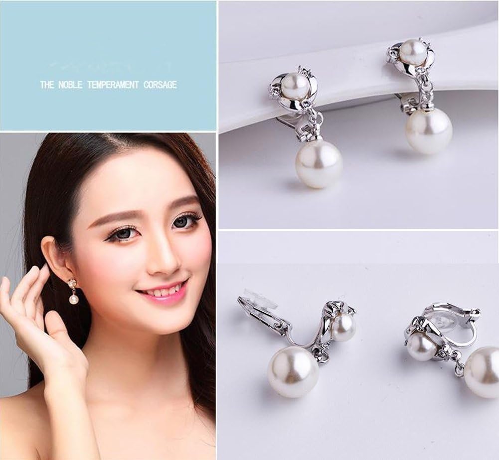 Clip On Earring For Women Pearl Non Pierced Clip Earrings - Image 6