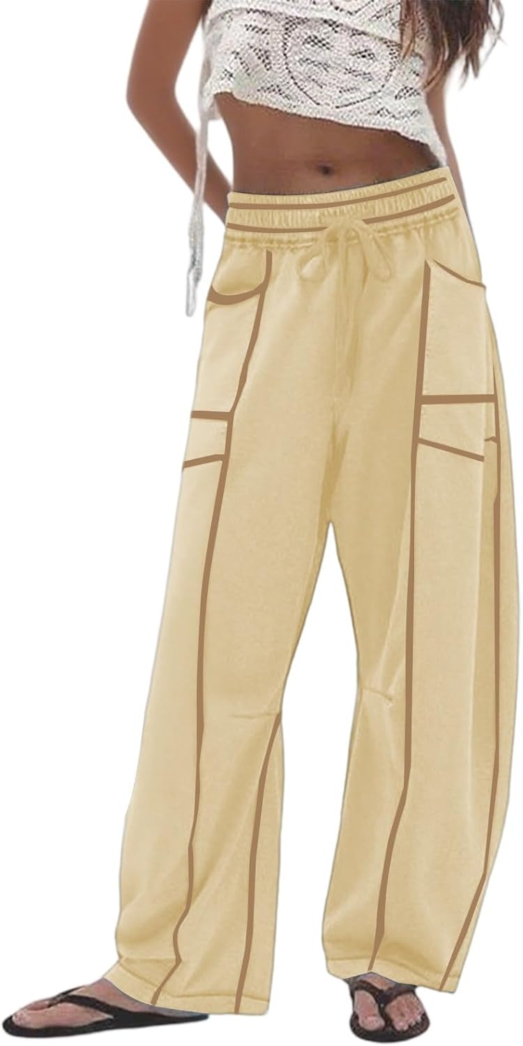 Baggy Fleece Wide Leg Sweatpants for Women Loose Fit Cozy Relaxed Fit Open Bottom Joggers Straight Leg Workout 2025