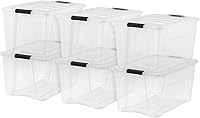 IRIS USA 72 Qt Clear Stackable Storage Bins with Lids, 6 Pack - BPA-Free Made in USA, Secure Latches & Pull Handles for Easy Organizing