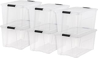 IRIS USA 72 Qt Stackable Plastic Storage Bins with Lids, 6 Pack - BPA-Fr...