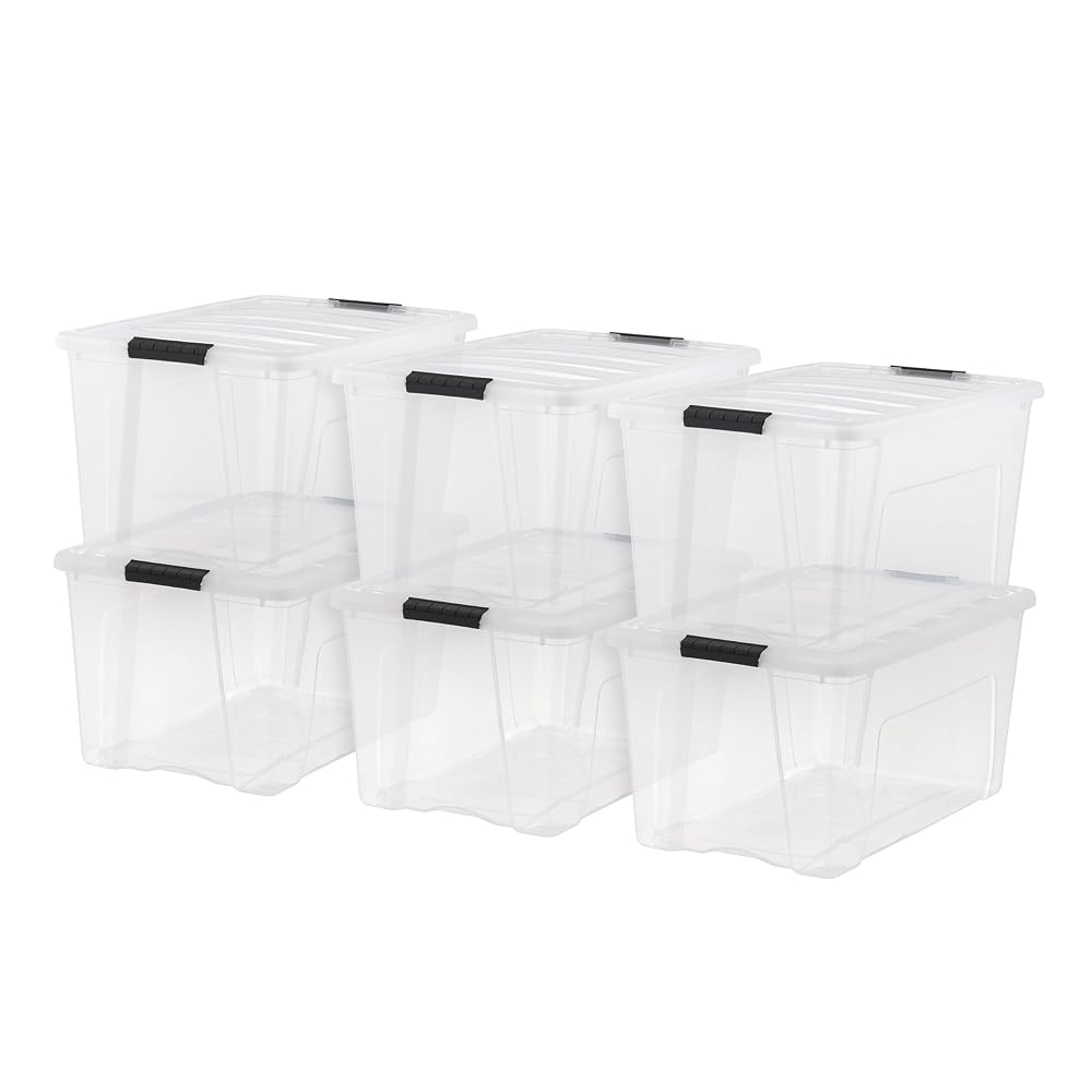 IRIS USA 6-Pack 72 Quart Storage Bins with Lids, Clear