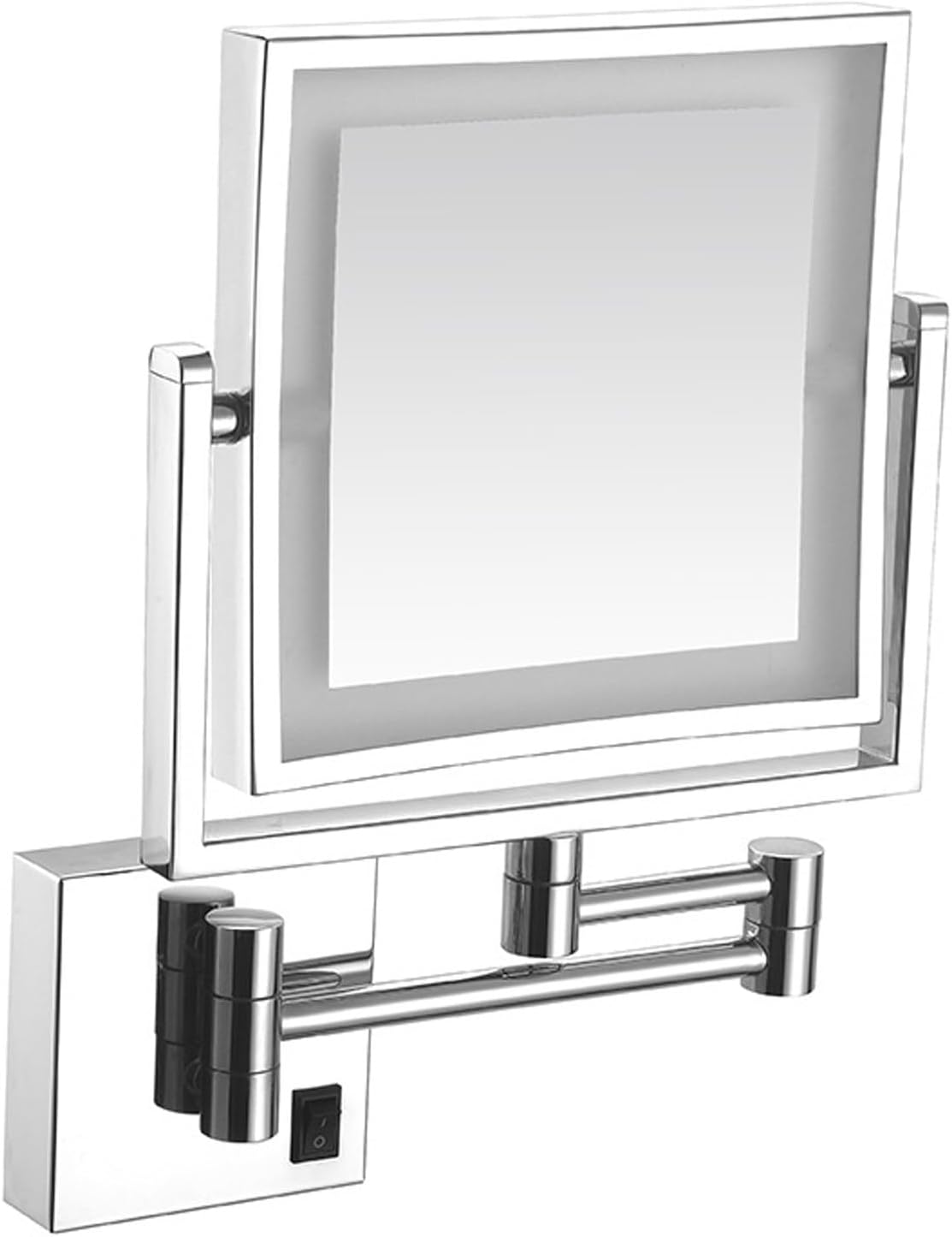 Makeup Mirror with Light, 8" Square Bathroom Shaving Mirror Wall-Mounted 3X Magnifying Mirror Double-Sided Extendable Mirror Vanity Mirror with Lights, USB Rechargeable