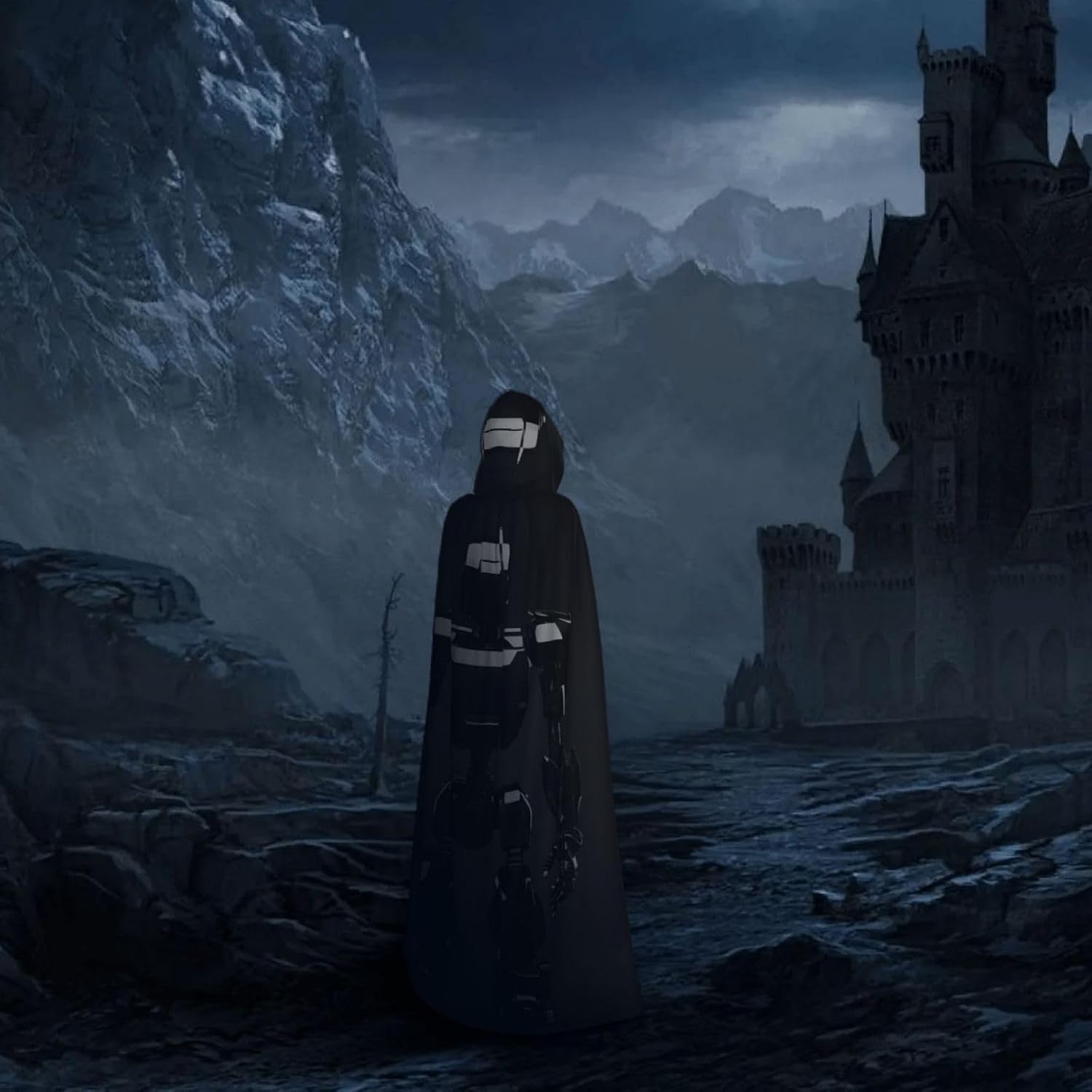 Black robot print Halloween Hooded Robe Cloak for Adult Men Women Wizard Vampire Knight Fancy Cape Costume