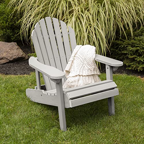 highwood Hamilton Made in The USA Folding and Reclining Adirondack Chair, Adult Size, Harbor Gray