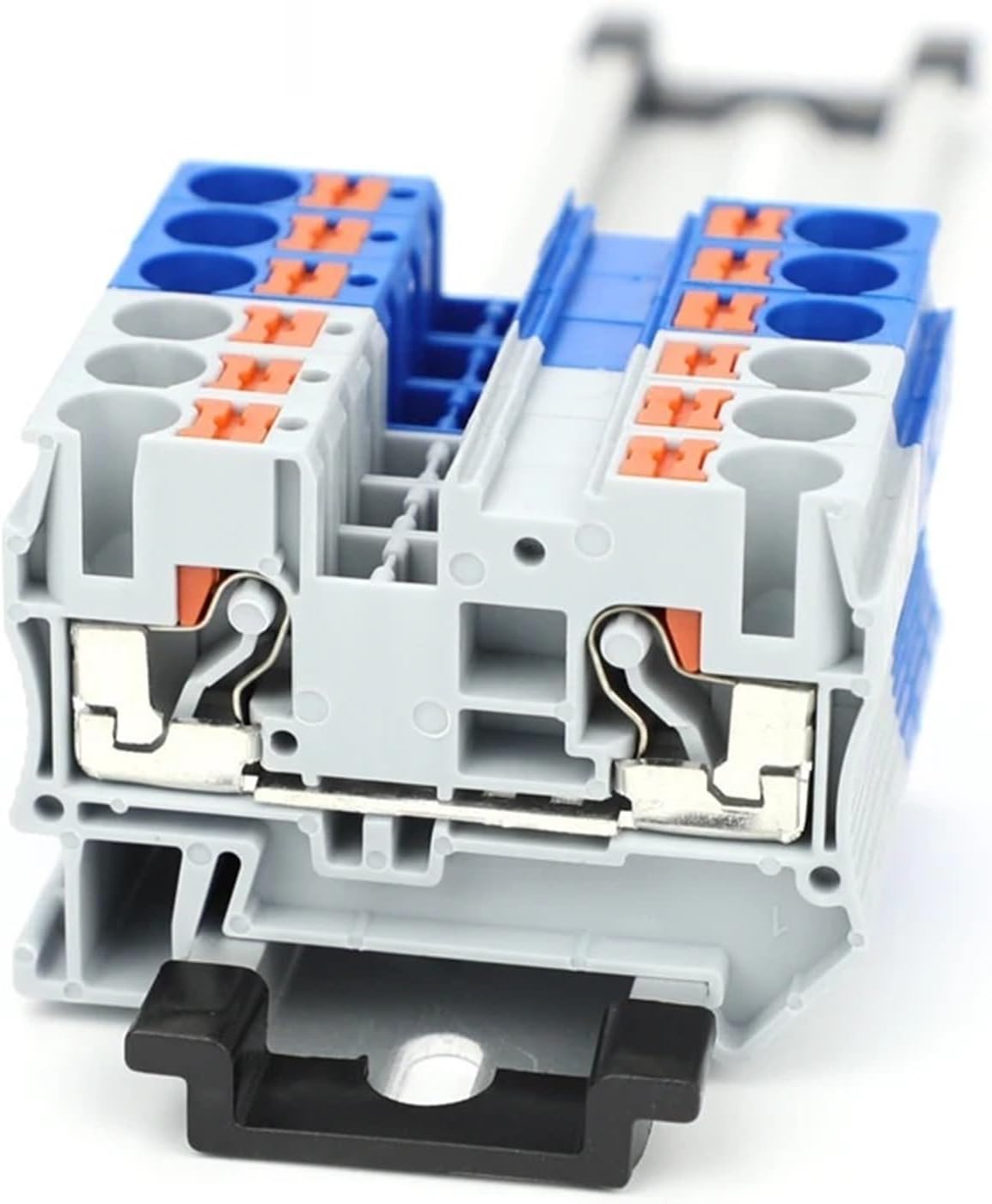10 PCS PT6 Push-in Terminal Block Din Rail 6mm² Screwless Spring Feed-Through Connector Wire Electrical Strip Plug