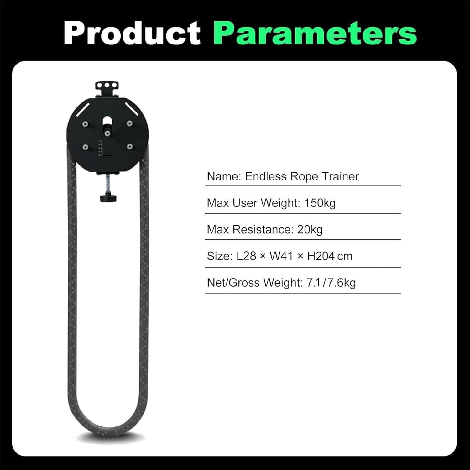 Endless Rope Trainer, Portable Cable Machine Gym With Adjustable Resistance 10-45lbs, Cable Pulley System For Strength Training