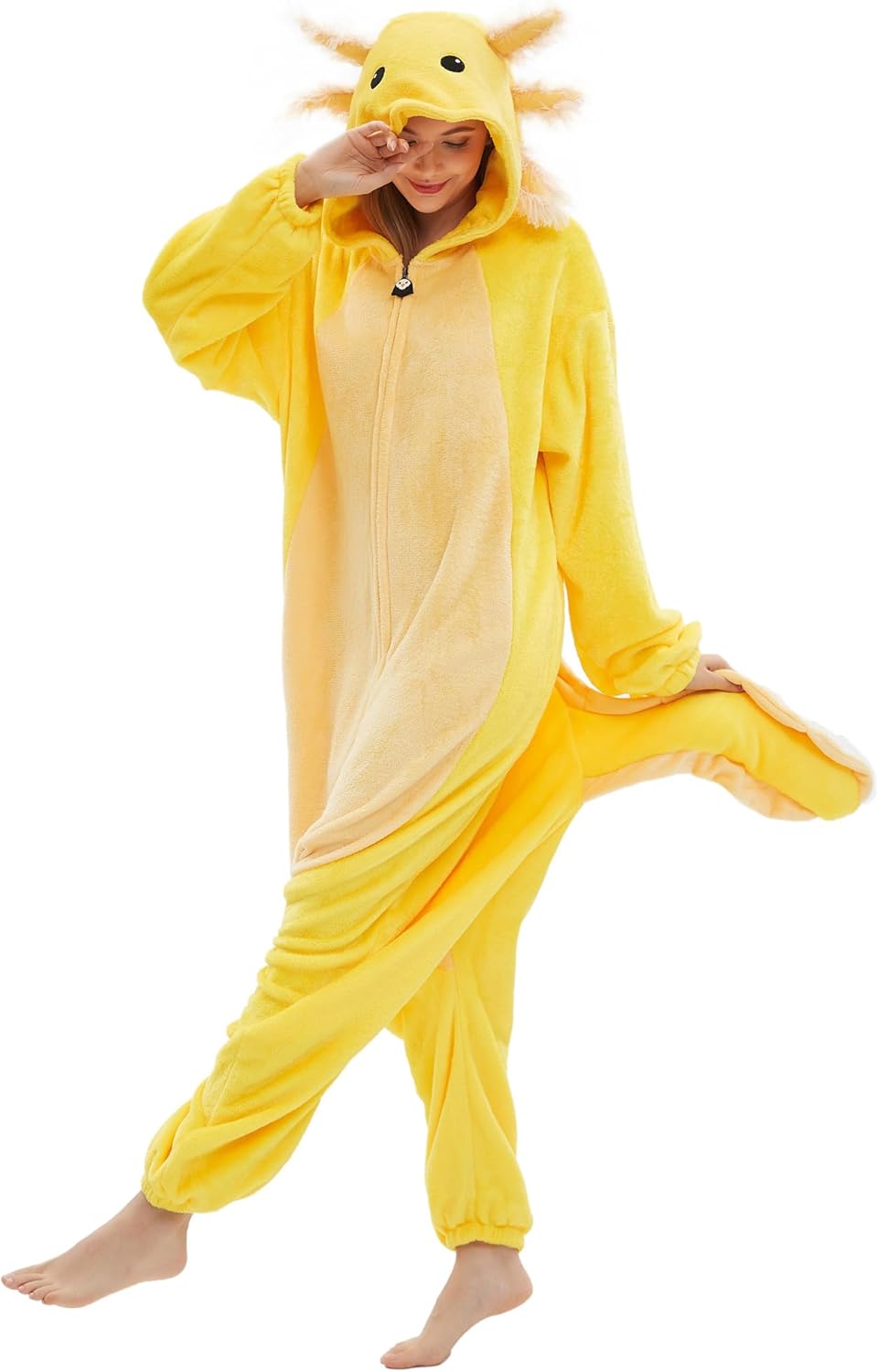 Unisex Axolotl Onesie Adult Pajamas, Halloween Costume Cosplay Pajamas One Piece Sleepwear Homewear - Image 2