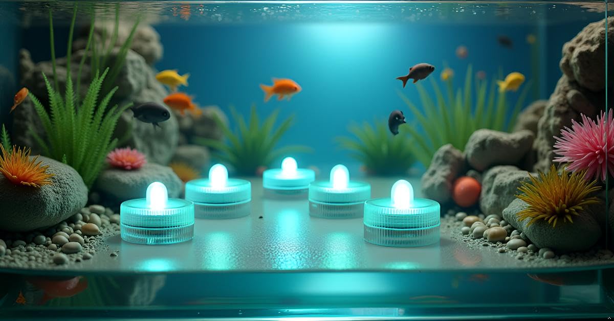 Afoosoo 50pcs Underwater LED Light Flameless LED Candle Battery Operated Tealight Submersible Decorative Lights for Wedding Party Event Light Aquarium Light Christmas Halloween Light (Teal)