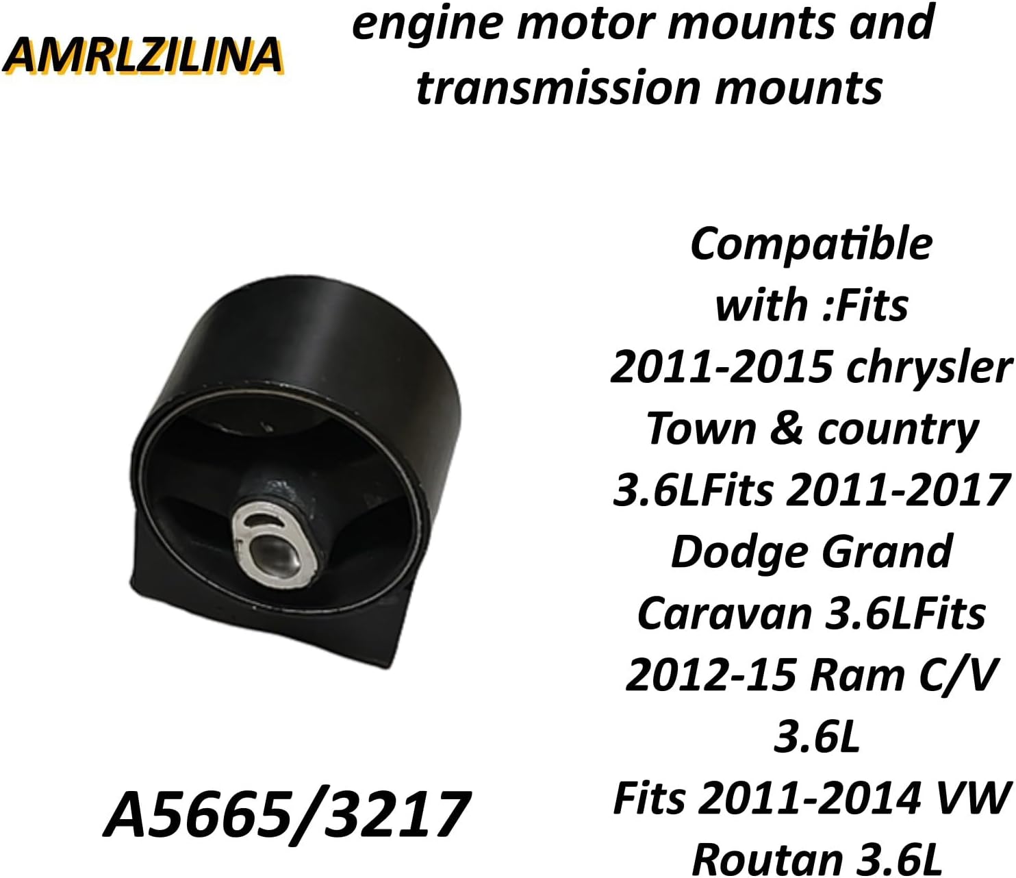 Engine Motor Mounts Kit of 4 Compatible with 2011-2017 Grand Caravan 3.6L, Chrysler Town & Country,2012-2015 Ram C/V, VW Routan - OE Replacements A5665, A5480, A5589, A5577