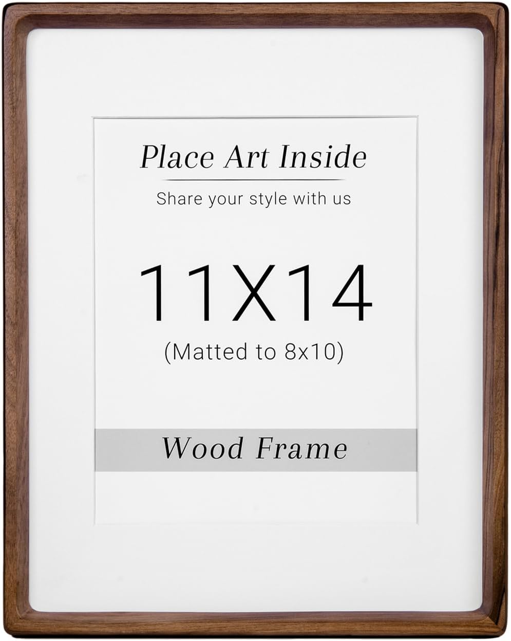 11x14 Natural Walnut Wood Picture Frame With HD Tempered Glass,Handcrafted Rounded Corner Matted to 8x10 Photos With Mat Or 11×14 Without Mat, Horizontal or Vertical Wall Mounting,1 Pack.