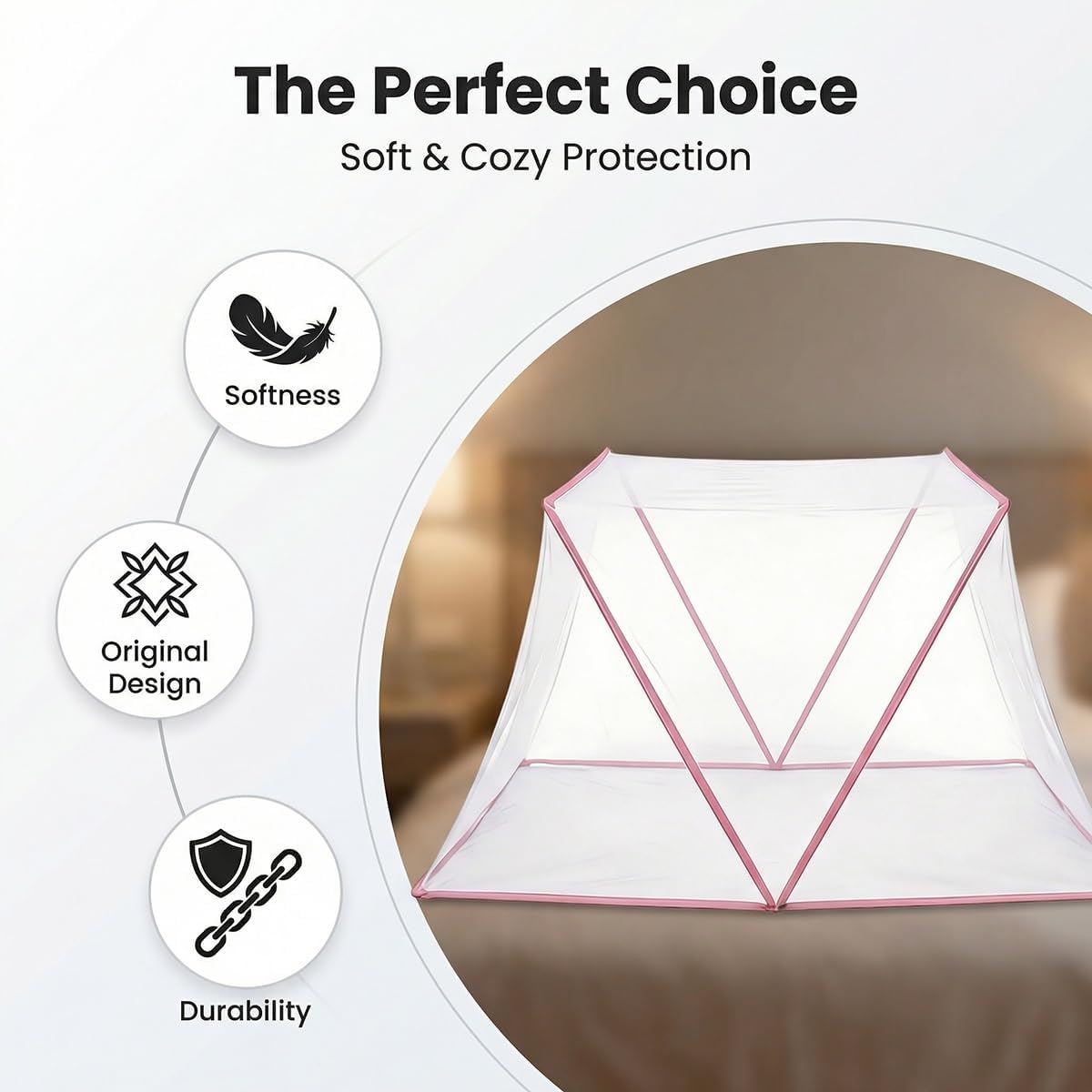 Pop Up Mosquito Net for Bed – Portable Foldable Tent for Camping Travel, Easy Setup Lightweight Netting for Patio/Home/Outdoor, Breathable Insect Screen w/Carry Bag(B,Double 200cm (L)*130cm (W))