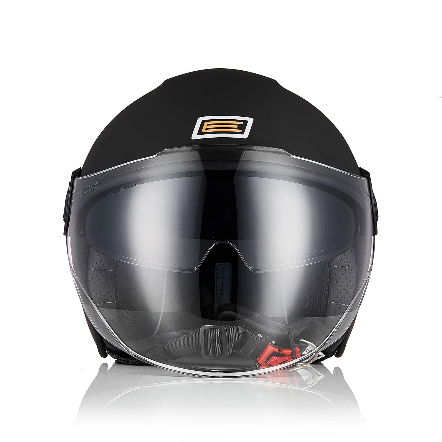 ORIGINE Kask Jet Motocykl Otwarty Kask Skuter z Podwójnym Osłona Zatwierdzony ECE (SOLID MATT BLACK,XL)