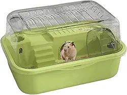 Gaiola de hamster, gaiola de camada dupla para hamster para animais de estimação - roda de corrida silenciosa, anexada, habitat de animais pequenos, para coelhinho de chinchila, gerbil, esquilo