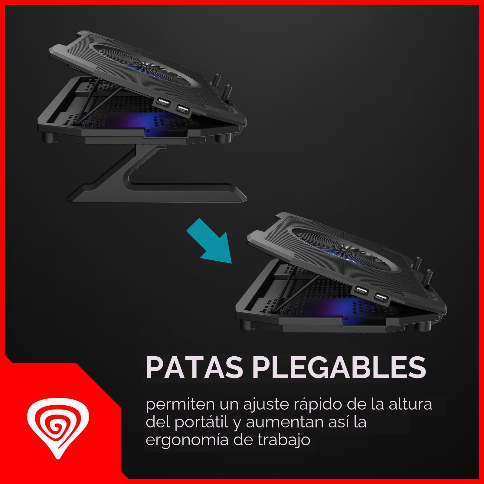 genesis BASE REFRIGERADORAS OXID 850 RGB 15.6"-17.3" USB, 5 VENTILADORES
