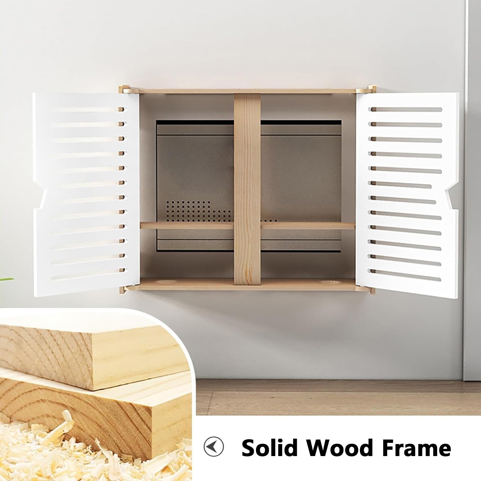 Boîte de Rangement pour Routeur, Mural Armoire de Routeur, Cache Box 2 Niveaux, Cache-câble Modem/routeurs, a Assembler(L42xW10xH33cm/16.5x3.9x13in)
