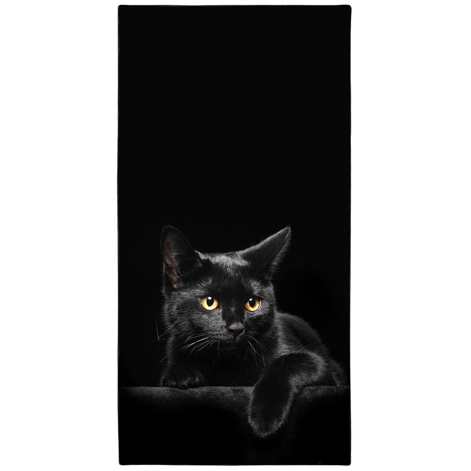 Zomer Black Beach Towel Large 90 X 180 Cm Microfibre Beach Towel Xxl Bath Towel For Beach Swimming Sauna Camping Quick-Drying Lightweight With Cat Motif