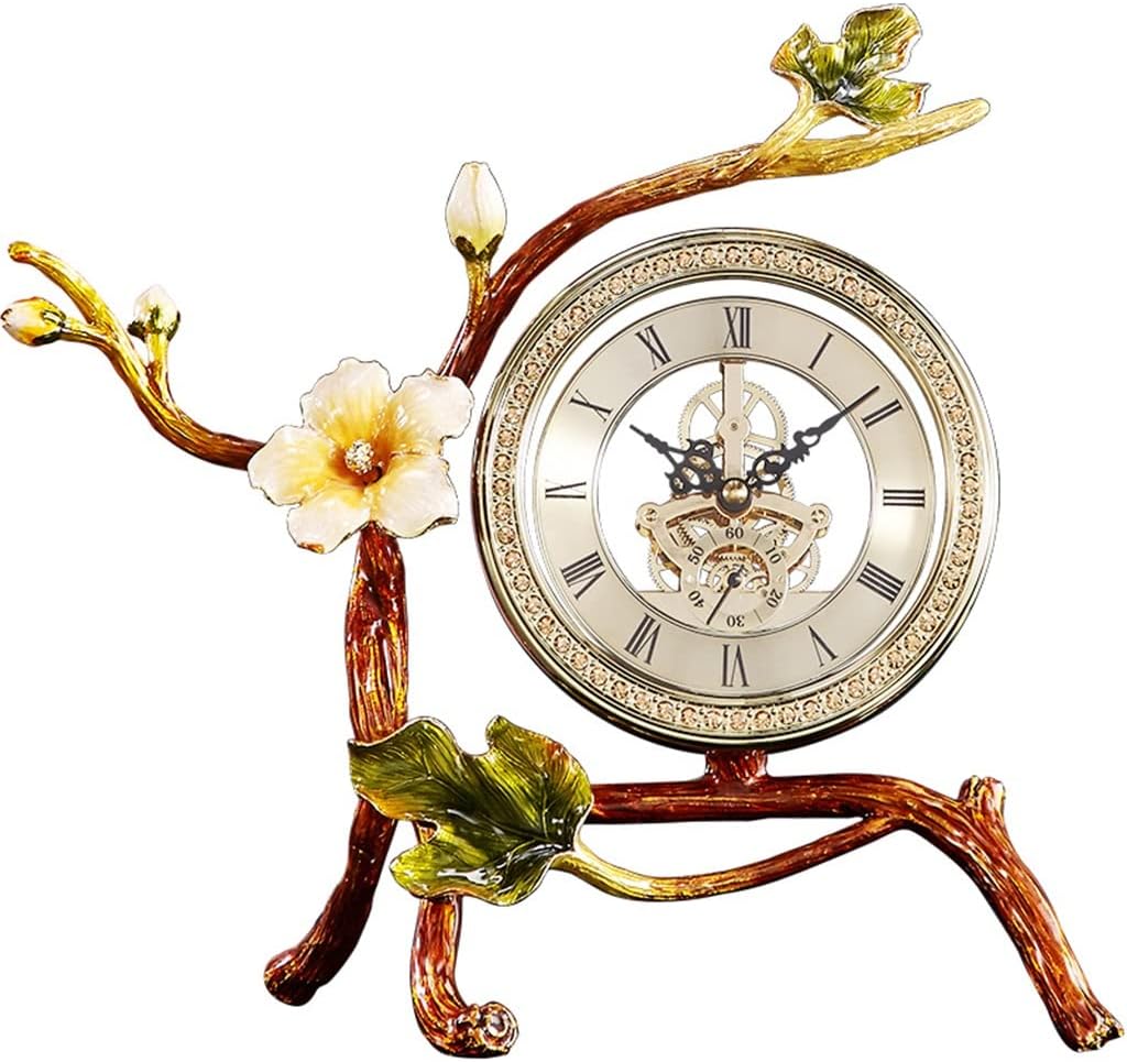 FMURY Enamel Desk Clock Living Room Perspective Gear Clock Desk Decoration Desk Clock Jewelry Ornaments
