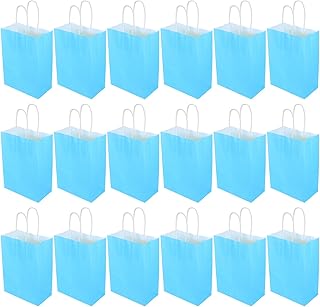Hemobllo 25 Piezas Bolsas de Papel para Regalos con Asas Unidades Resistentes y Portátiles para Fiestas Cumpleaños Bodas y Eventos para Dulces y Pasteles Color Azul