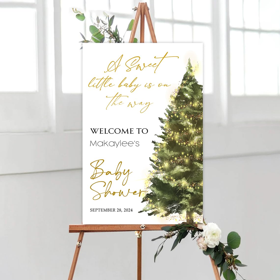 KOLSTRAW Personalized Merry Little Baby Shower Welcome Sign, Christmas Baby Shower Sign, Winter Wonderland Baby Shower Sign, Winter Baby Shower Welcome Sign, Christmas Baby Shower Decorations #20