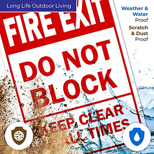Fire Exit Sign, Do Not Block Keep Clear At All Times Safety Sign, 10X7 Inches, Rust Free .040 Aluminum, Fade Resistant, Made In Usa By Sigo Signs #TOP4
