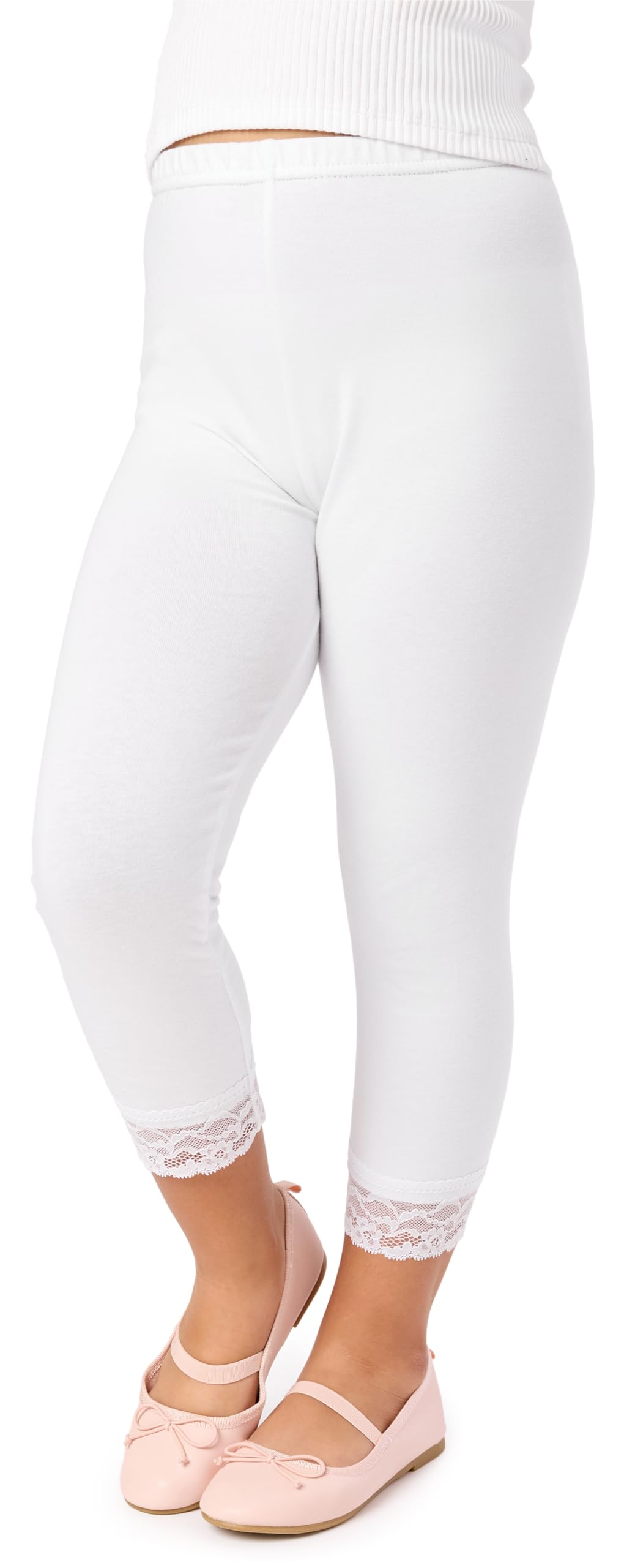 Merry Style 3/4 Leggings Mädchen aus Viskose bequeme Kurze Hose Mädchen mit Spitze MS10-293