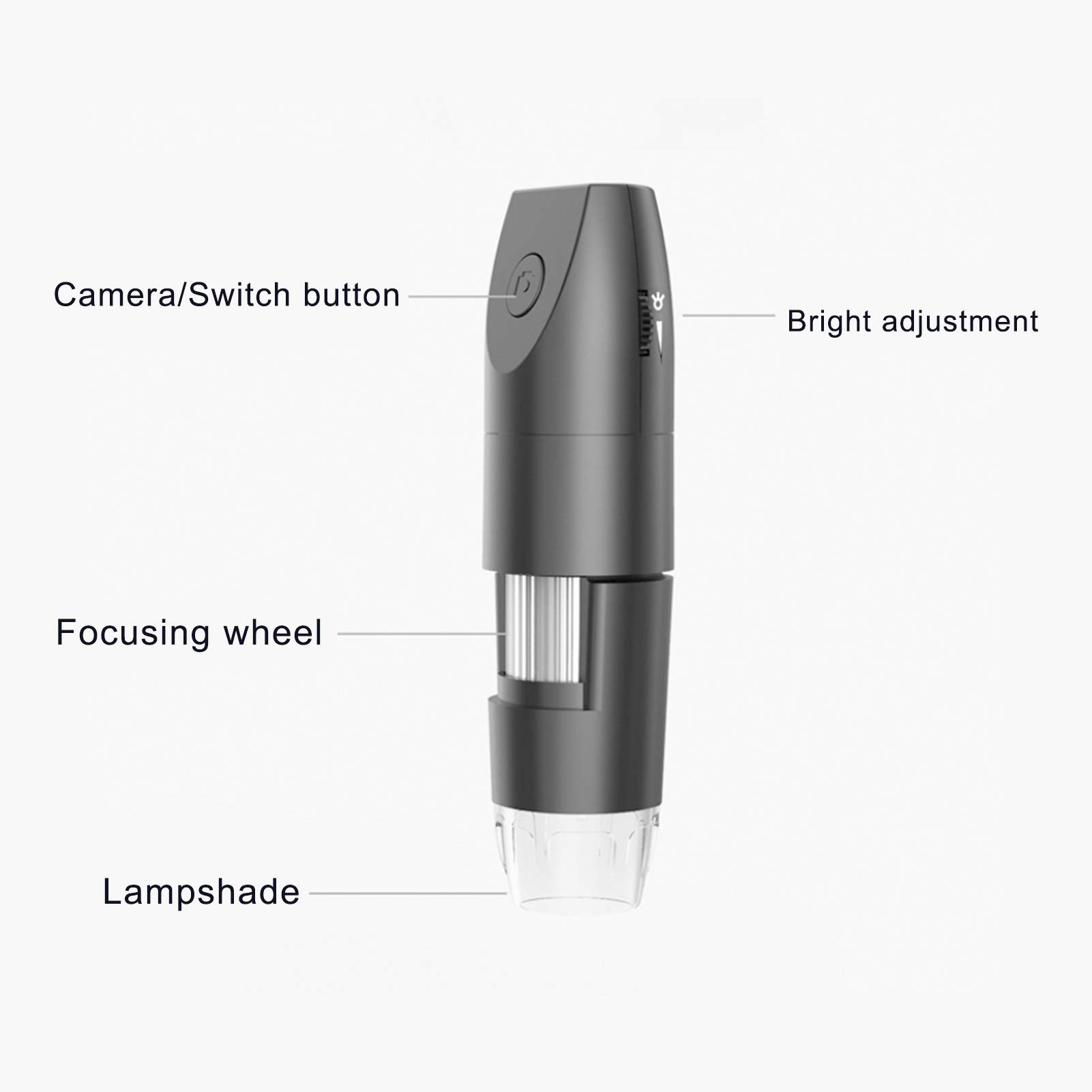 Microscopio digital inalámbrico, lupa USB 1080P HD WiFi 1000X (Black)
